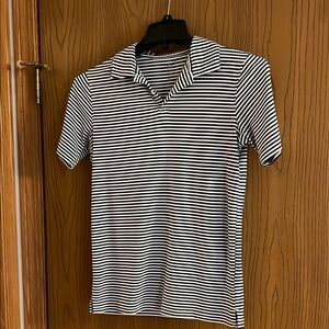 DSG Women’s Golf/ Polo Shirt - Navy and White Stripes